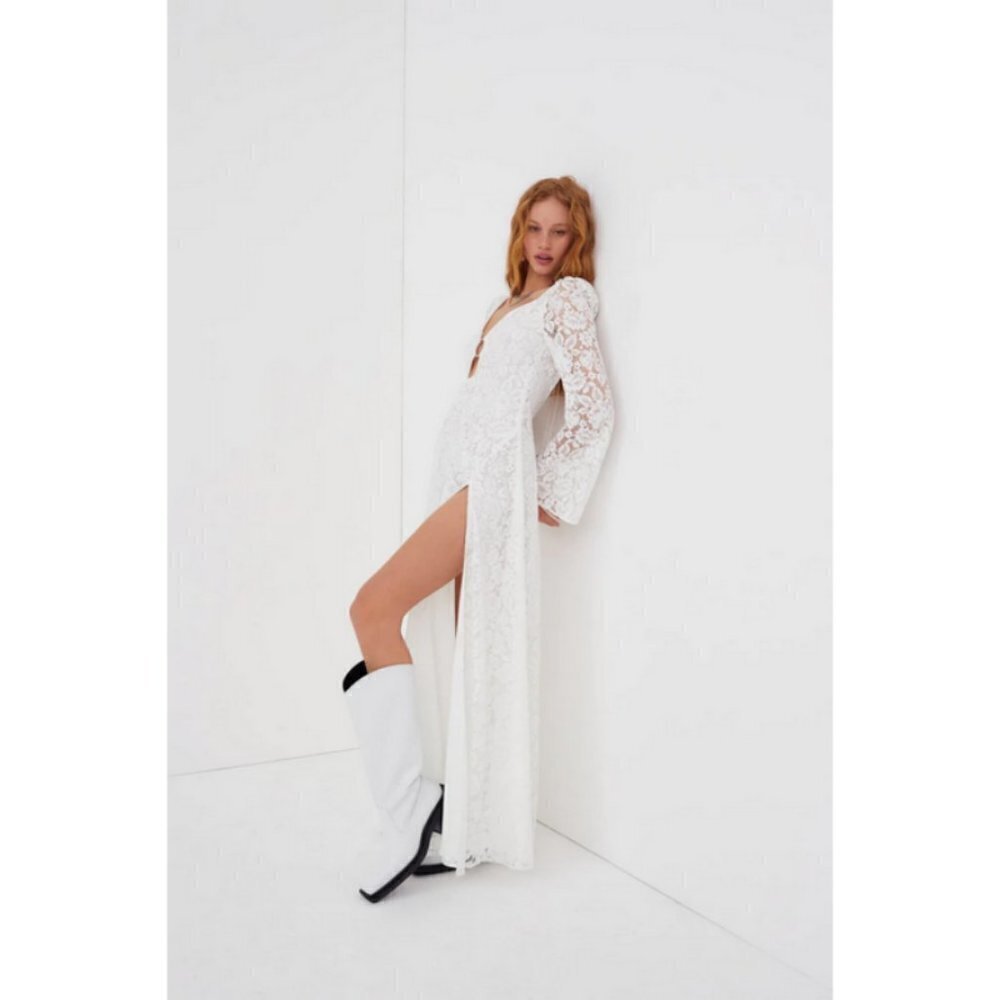 💕FOR LOVE AND LEMONS💕 Frances Lace Maxi Dress ~ White Small S NWT - Picture 6 of 16